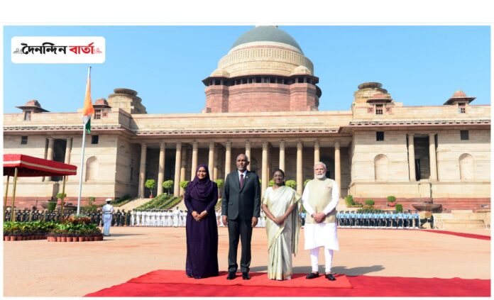 President Murmu, PM Modi Welcome Muizzu At Rashtrapati Bhavan